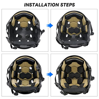Tactical Helmet Pads - Universal Replacement Internal Memory Foam Pad Inserts for ACH, MICH, EXF Helmets - color: 4th-Khaki