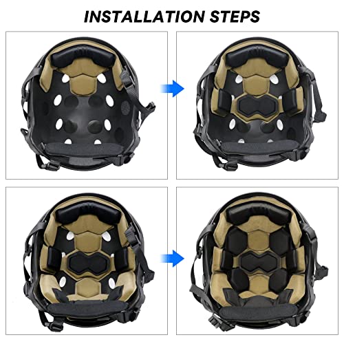 Tactical Helmet Pads - Universal Replacement Internal Memory Foam Pad Inserts for ACH, MICH, EXF Helmets - color: 4th-Khaki