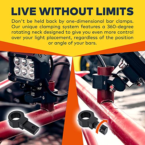 LAMPHUS Off-Road ATV UTV Light Bar Mounts Mounting Bracket Mini Bar Clamp Kits [0.75"/1"/1.25" Inch] [360-Degree] [2 Stud Sizes] [Aluminium] [2 Unit] Bull Bar Roll Bar Clamp Roll Cage Clamps Mount - size: 2-Pack (Mini)