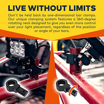 LAMPHUS Off-Road ATV UTV Light Bar Mounts Mounting Bracket Mini Bar Clamp Kits [0.75"/1"/1.25" Inch] [360-Degree] [2 Stud Sizes] [Aluminium] [2 Unit] Bull Bar Roll Bar Clamp Roll Cage Clamps Mount - size: 2-Pack (Mini)