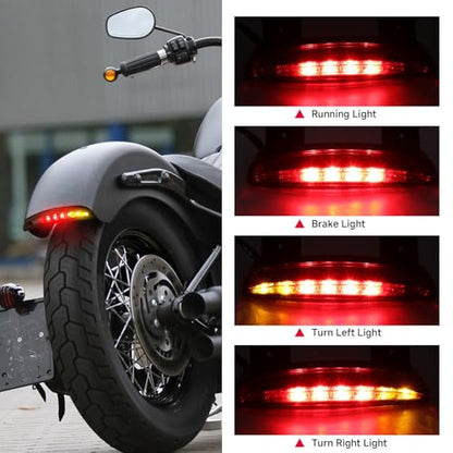 Motorcycle Chopped Rear Fender Edge LED Brake License Plate Tail Light Stop Running Light Turn Signal Lamp Compatible with Harley Sportster XL883N 1200N XL1200V XL1200X (Smoke Lens) - color: Smoke Lens#1