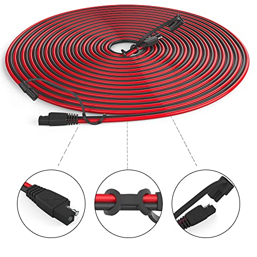 OYMSAE 50 Feet SAE Connector,Solar Panel Extension Cable,SAE to SAE Quick Disconnect Wire for Automotive RV Motorcycle Marine Boat 16AWG Battery Charging Plug Cable(50FT 16Gauge) - size: 50 ft