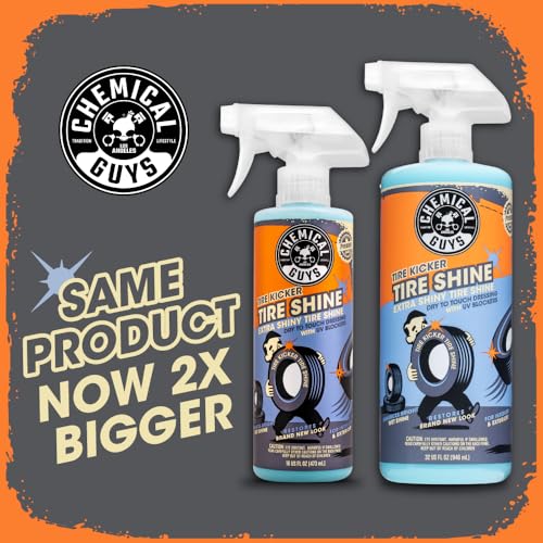Chemical Guys Tire Kicker Sprayable Extra Glossy Tire Shine (Works on Rubber, Vinyl & Plastic) Safe for Cars, Trucks, Motorcycles, RVs & More, Extra Large Size 32 fl oz - size: 32 Fl Oz (Pack of 1), style: Only