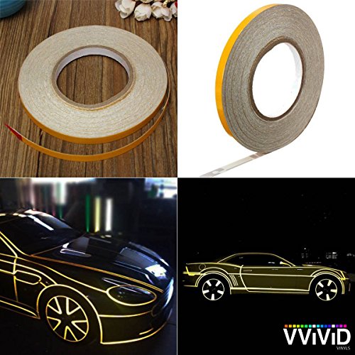 VViViD Reflective Fine Line Detail Tape Stripe 1cm x 3m Prelaminated for Interior/Exterior Use (Gold Yellow) - color: Gold Yellow