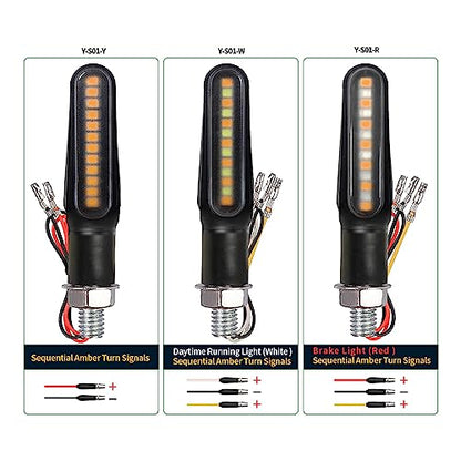 Motorcycle Blinkers Indicator Sequential Turn Signal Amber LED Lamp (Pack of 4)