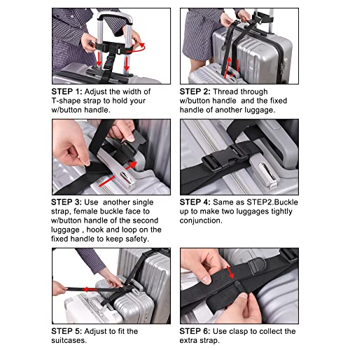 Vigorport Luggage Connector Straps, Add a Bag Suitcase Strap Belt, Luggage Clip Link, Multi Adjustable 1.5" W Travel Attachment Accessories for Carry on Bag Stacker - 2 Pack - size: 1.5''W X-Large