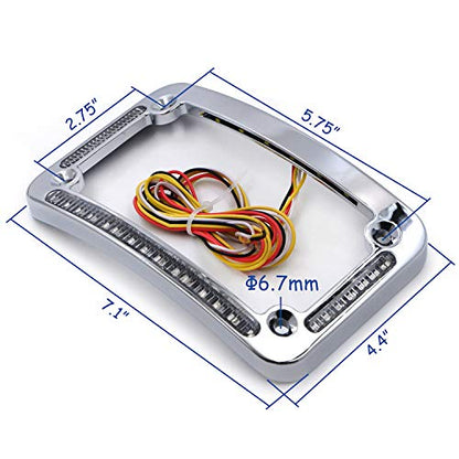 HTTMT- Dual LED Curved Motorcycle License Plate Frame w/Turn-Signal,Brake Light - Chrome Finish Universal Compatible with Any Motorcycle [P/N: MT294-007-CD]… - color: Chrome