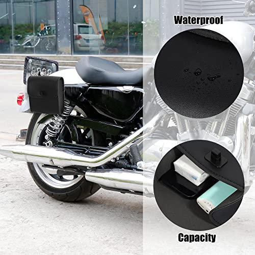 X AUTOHAUX Motorcycle Tool Bag Handlebar Bags Cycling Luggage Bag Waterproof Quick Release Buckle Faux Leather Square Black 6.30''x3.54''x7.28''