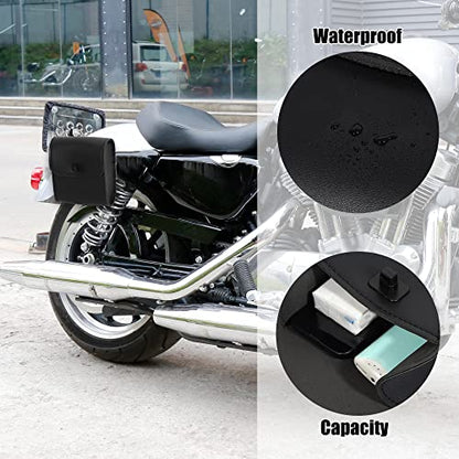 X AUTOHAUX Motorcycle Tool Bag Handlebar Bags Cycling Luggage Bag Waterproof Quick Release Buckle Faux Leather Square Black 6.30''x3.54''x7.28''