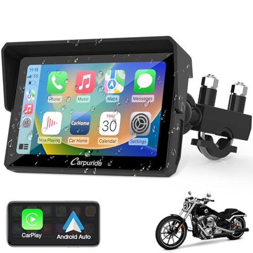 Carpuride W502 Motorcycle GPS Wireless Portable Carplay/Android Auto Waterproof Car Stereo, 5" IPS Touch Screen with Dual Bluetooth, Navigation/Siri/G00gle Assistant for Motorbike - style: Carpuride w502