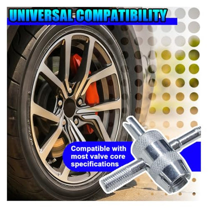YoRise 4-Way Car Tire Valve Core Removal Tool, Multifunctional 4-in-1 Automotive Valve Stem Puller, Universal Vehicle Tire Stem Repair Wrench for Car, Bike, Bicycle, Automobile(4PCS) - size: 4PCS