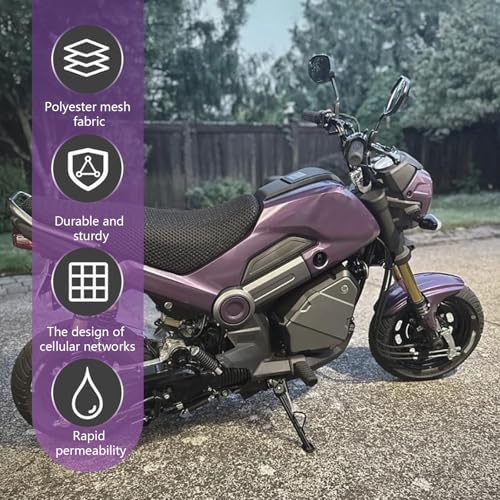 Motorcycle Seat Cover, Waterproof & Non-slip Seat Protective Cover, Honeycomb Breathable Mesh Fabric Protective Pad, Universal for Most Motorcycle, Scooter, Moped, E-bike (Black #Large) - color: Black #Large