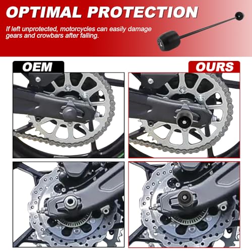 Xitomer Rear Axle Sliders Fit for Z650 Ninja 650 2017-2024, Z650RS 2021-2025, Motorcycle Rear Fork Wheel Frame Sliders Crash Protector (Rear) - style: Rear