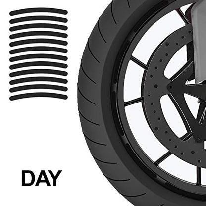 14pcs High Visibility Warning Reflective Stripes Rim Stickers Bike Bicycle Kit Decals Black Reflector Highly Night Safety Sign Visibility Universal Self - Adhesive D 54