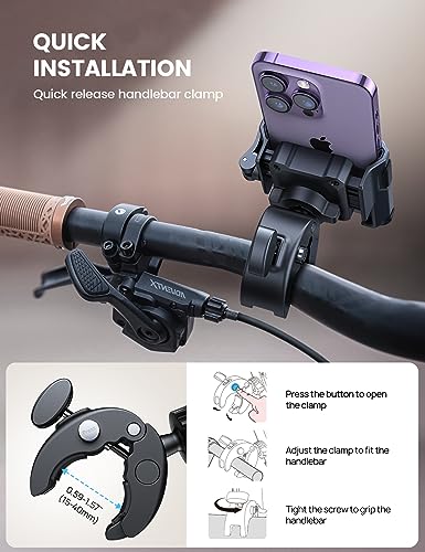 Lamicall Motorcycle Phone Mount Holder - [Camera Friendly] [1s Lock] Bike Phone Holder Handlebar Clamp, Bicycle Scooter Phone Clip, Gifts for iPhone 17, 16, 15 Pro Max, Galaxy S25 Ultra, 4.7-7" Phones - color: Black
