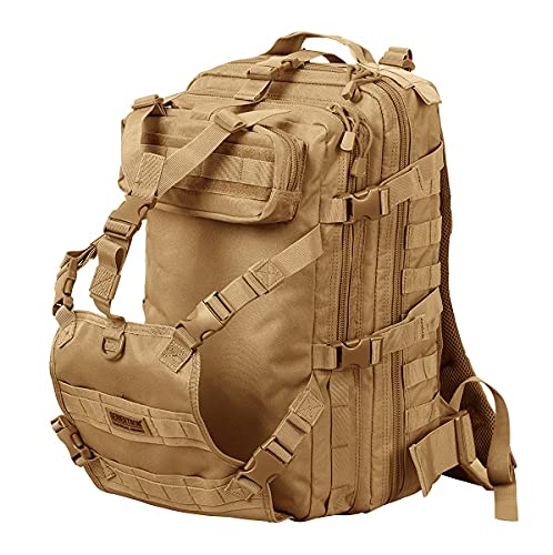 Seibertron Waterproof Large Capacity Molle Motorcycle Helmet Holder/Cycling Helmet Storage/Hiking Helmetcatch Bag/Backpack Also Fit Basketball Football Soccer Backpack Khaki - color: Khaki