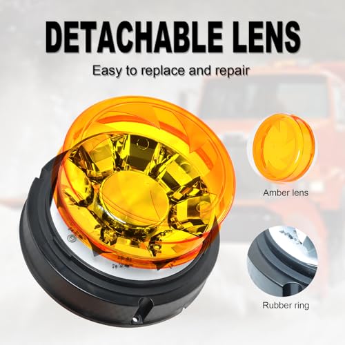 Agrieyes Magnetic Strobe Lights with Replaceable Lens, LED Flashing Beacon Light for Trucks, Tractor, Vehicles, Car, Golf Car - size: Magnet