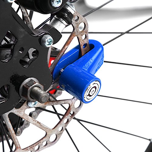Motorcycle Wheel Lock, Metal Bike Lock Disc Brakes Anti Theft Bicycle Locks with Plastic Frame and Keys, Black (Blue) - color: Blue
