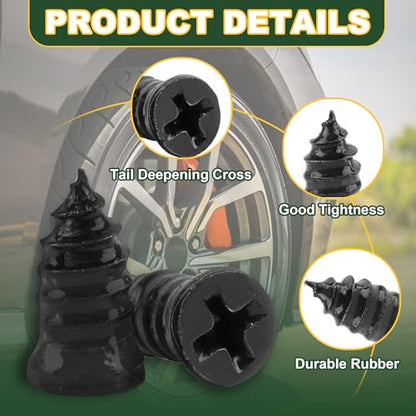 60 PCS Tire Repair Rubber Nail, Vacuum Tire Repair Kits Spiral Rubber Screws,Fast Self-Service Tool for Car,Truck, Motorcycle,Tractor Tire Puncture Repair.