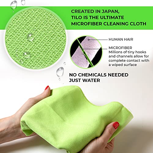 TILO Microfiber Cleaning Cloth – 19x13 Inch Ultra-Absorbent, Reusable Soft Polishing Cloth for Dust, Grease, Dirt – Non-Abrasive – Green - color: Green