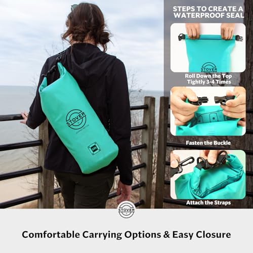 STOVER 5/10/25/30/40/55L Waterproof Dry Bag- Roll-Top Backpack w/Phone Case- Kayaking, Hiking, Camping, Boating- Men/Women - color: 10l Teal, size: 10L
