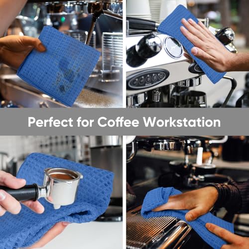 HOMEXCEL Waffle Weave Microfiber Towel, 10 Pack Lint Free Cleaning Rags, 12 x 12 Inches Barista Towels, Reusable Microfiber Cleaning Cloth for Household, Kitchen, Glass and Window, Blue - color: Blue