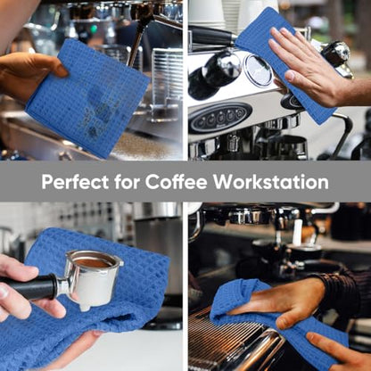 HOMEXCEL Waffle Weave Microfiber Towel, 10 Pack Lint Free Cleaning Rags, 12 x 12 Inches Barista Towels, Reusable Microfiber Cleaning Cloth for Household, Kitchen, Glass and Window, Blue - color: Blue