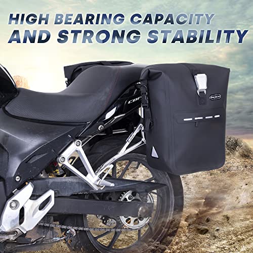 WILD HEART Motorcycle Pannier Bag Quick Detachable Waterproof TPU Hanging Motorcycle Bag riding Equipment Suitable for Motorcycles with Aluminum alloy side Frame (1 piece) (Black 22L-30L)