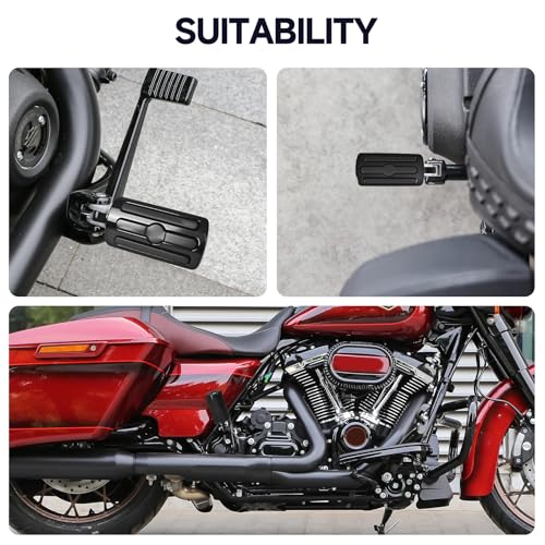 Motorcycle Foot Pegs, Passenger Foot Peg Male-Mount Aluminum Footrest Pedal Fit for Harley Street Glide Road King Road Electra Glide Sportster 883 1200 Dyna Softail （Black) - color: 2#Black