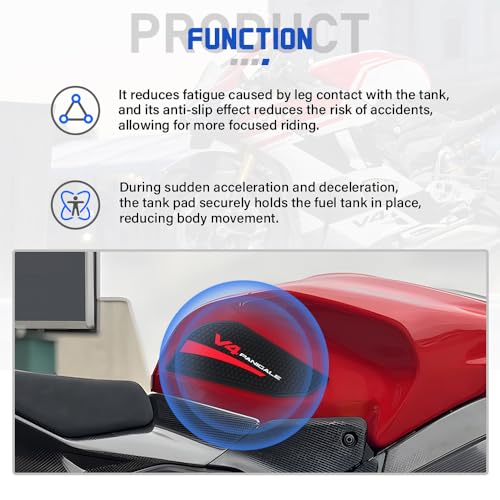 V4 S Carbon Tank Grip Anti-slip Stickers Decals Knee Pad For Ducati Panigale V4 V4 S 2025+ Tank Pads Accessories (1 Set) - color: 1 Set