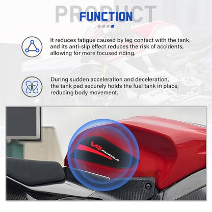 V4 S Carbon Tank Grip Anti-Slip Stickers Decals Knee Pad for Ducati Panigale V4 V4 S 2025+ Tank Pads Accessories (Top) - color: Top