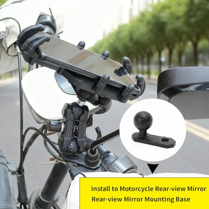 Motorcycle Phone Mount Holder, Motorcycle Cell Phone Holder with Vibration Dampener, 360° Rotate Adjustable Bike Phone Mount Handlebar Cellphone Holder for 5.2''-6.6'' Smartphones