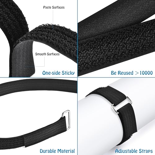 Nettbe 1"x39.4ft Hook and Loop Straps with 60 Buckles Adjustable Cut-to-Length Cable Ties Roll- Reusable Nylon Fastening Tape Cable Straps for Storage or Organization (1in x 39.4ft) - size: 1in x 39.4ft