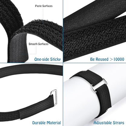 Nettbe 0.75" x39.4ft Hook and Loop Straps with 60 Buckles Adjustable Cut-to-Length Cable Ties - Reusable Nylon Fastening Tape Cable Straps for Storage or Organization (0.75in x 39.4ft) - size: 0.75in x 39.4ft