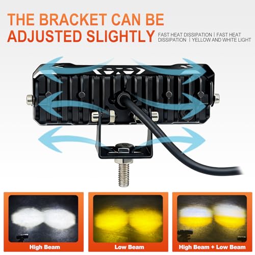 2Pcs 5Inch LED Motorcycle Driving Fog Bar - Dual Yellow/White Offroad Pod Lights, Work Auxiliary Lights for Truck ATV SUV UTV 4WD Boat Tractor