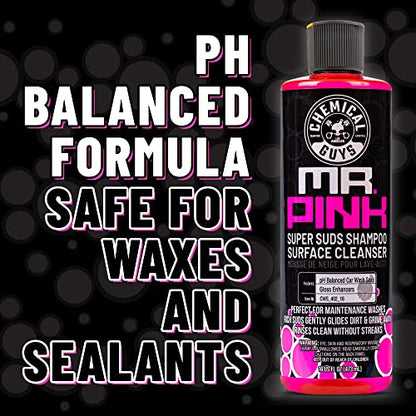 Chemical Guys Mr. Pink Car Wash Soap - 64 oz Super Suds Foaming Car Wash Soap for Cannon, Blaster, or Bucket Washing - pH Balanced, Safe on Wax, Sealant, Ceramic, and Clear Coat Finishes - size: 64 Fl Oz (Pack of 1), style: MR. PINK