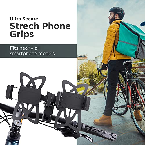 ENCASED Dual Bike Phone Mount, Adjustable Phone Holder for 2 Cellphones, Universal fit for Bicycle/Motorcycle/Electric Bike for iPhone and Android Phones