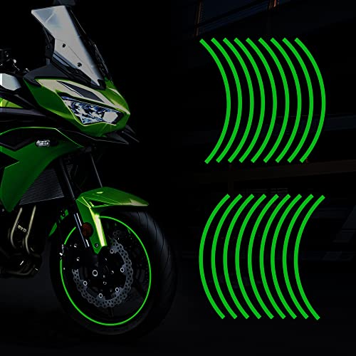 TOMALL 16''-17" Reflective Wheel Rim Stripe Decal for Motorcycle, Car, Cycling, Bike - Night Safety Decoration, Universal Rim Reflective Stickers (Green) - color: Green