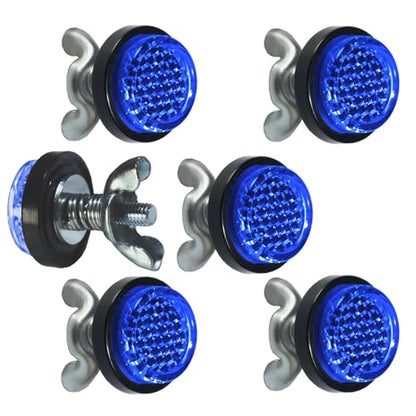 Deep Blue Reflector Motorcycle License Plate Bolts and Nuts - color: Deep Blue