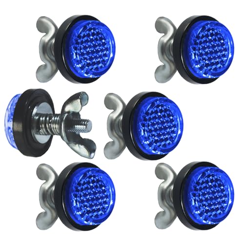 Deep Blue Reflector Motorcycle License Plate Bolts and Nuts - color: Deep Blue