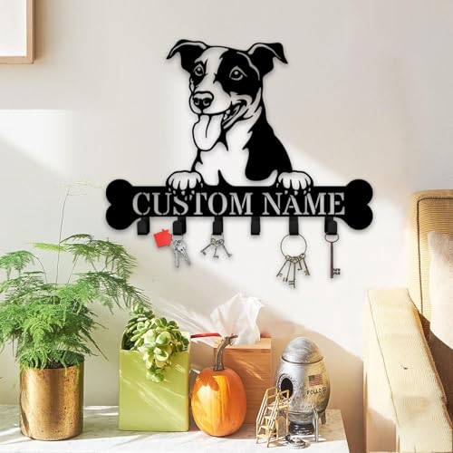 Custom Jack Russell Terrier Wall Hook Rack, Dog Key Holder Hanger with Metal Hooks for Coats, Keys, and Accessories (Jack Russell Terrier Key Holder) - color: Jack Russell Terrier Key Holder