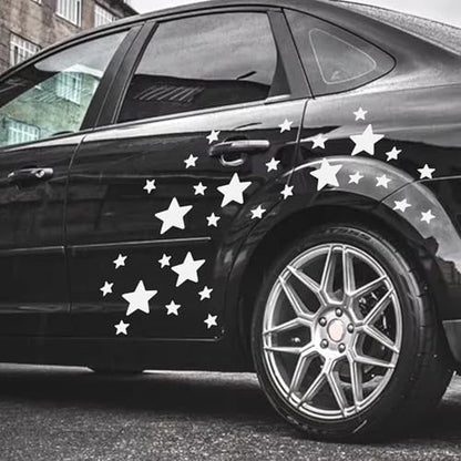 30pcs Star Vinyl Decal for Cars, High Intensity Reflective DIY Stickers for Window Bumper Mirror Laptop Decals Waterproof Night Safety Sign Car Stickers (White) - color: White