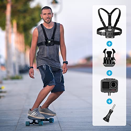 AKASO Action Camera Accessories Kit with Chest Strap & Head Strap Compatible EK7000/EK7000 Pro/Brave 4/Brave 4 Pro/Brave 7 LE/Brave 7/Brave 8/V50X/GoPro Hero 13 12 11 10 9/DJI Action Camera - style: Chest Strap & Head Strap
