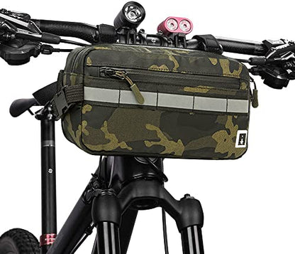 ROYALFAIR Waterproof Bike Handlebar Bag (Green Camo) - color: Camo Green