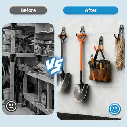 GeeWatom 2 Pack Garage Storage Utility Hooks，Garage Garden Tool Organizer，Steel Wall Mount Hooks, Garden Small U Hooks (Matte Black) - color: Matte Black