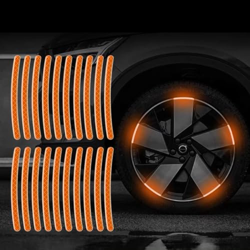 20PCS Car Wheel Reflective Decorative Strip,Night Safety Warning Stickers,Cars,Motorcycles,Bicycles are Applicable, Colorful and Diverse, a Street the Most Beautiful Car (Orange) - color: Orange
