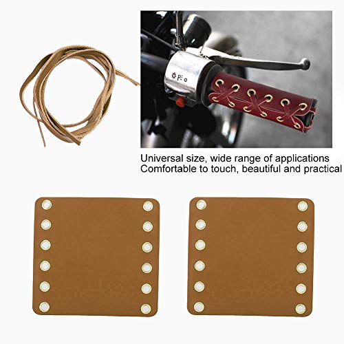 Handlebar Wraps, 2PCS Motorcycle Leather Handlebar Hand Grip Covers with Strap Motorcycle Heated Grip Pads Modification Accessories(Yellow) - color: Yellow
