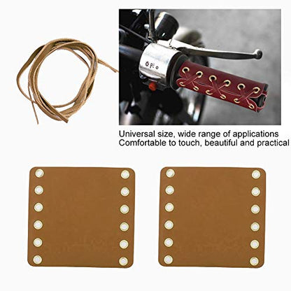 Handlebar Wraps, 2PCS Motorcycle Leather Handlebar Hand Grip Covers with Strap Motorcycle Heated Grip Pads Modification Accessories(Yellow) - color: Yellow