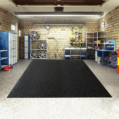 Garage Floor Mat, Rectangle Garage Flooring Rug, Motorcycle Oil Spill Mat, Absorbent Oil Parking Mats, Non Slip and Waterproof Backing Extra Large Mats for Under Car Dark Grey Square 1 Set