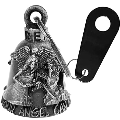 Dream Apparel Motorcycle Bell Guardian Angel Drive Away Gremlin, Biker Bell for Men Women Rider Riding, Good Luck Gift - color: Never Ride Faster Than Your Angel Can Fly 02